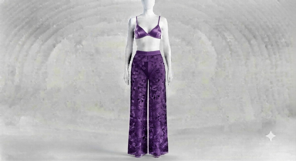 PIXY Delicate Lace Elegance: 3-Piece Net Trouser, Bra & Panty Set