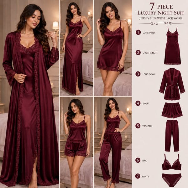 Original Silk Luxury 7-Piece Silk Nightwear Set