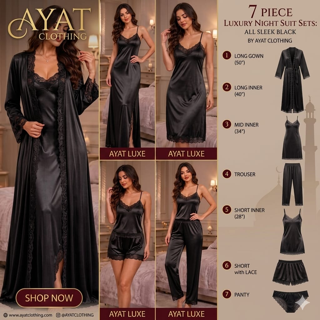 Original Silk Luxury 7-Piece Silk Nightwear Set