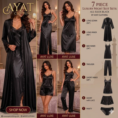 Original Silk Luxury 7-Piece Silk Nightwear Set