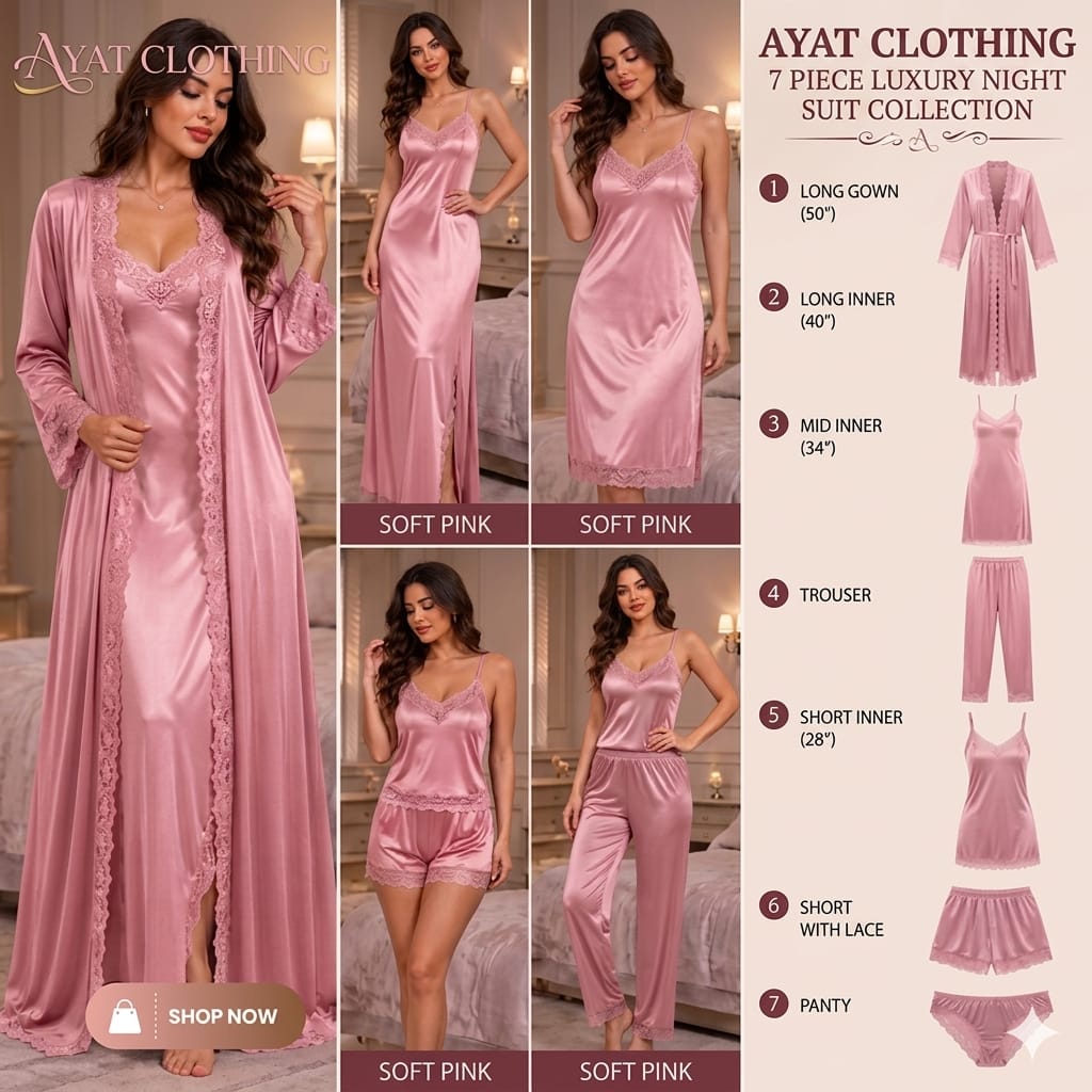 Original Silk Luxury 7-Piece Silk Nightwear Set