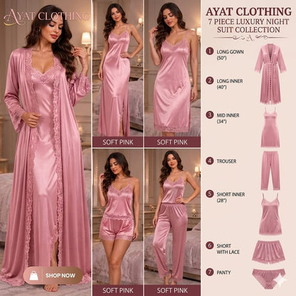 Original Silk Luxury 7-Piece Silk Nightwear Set