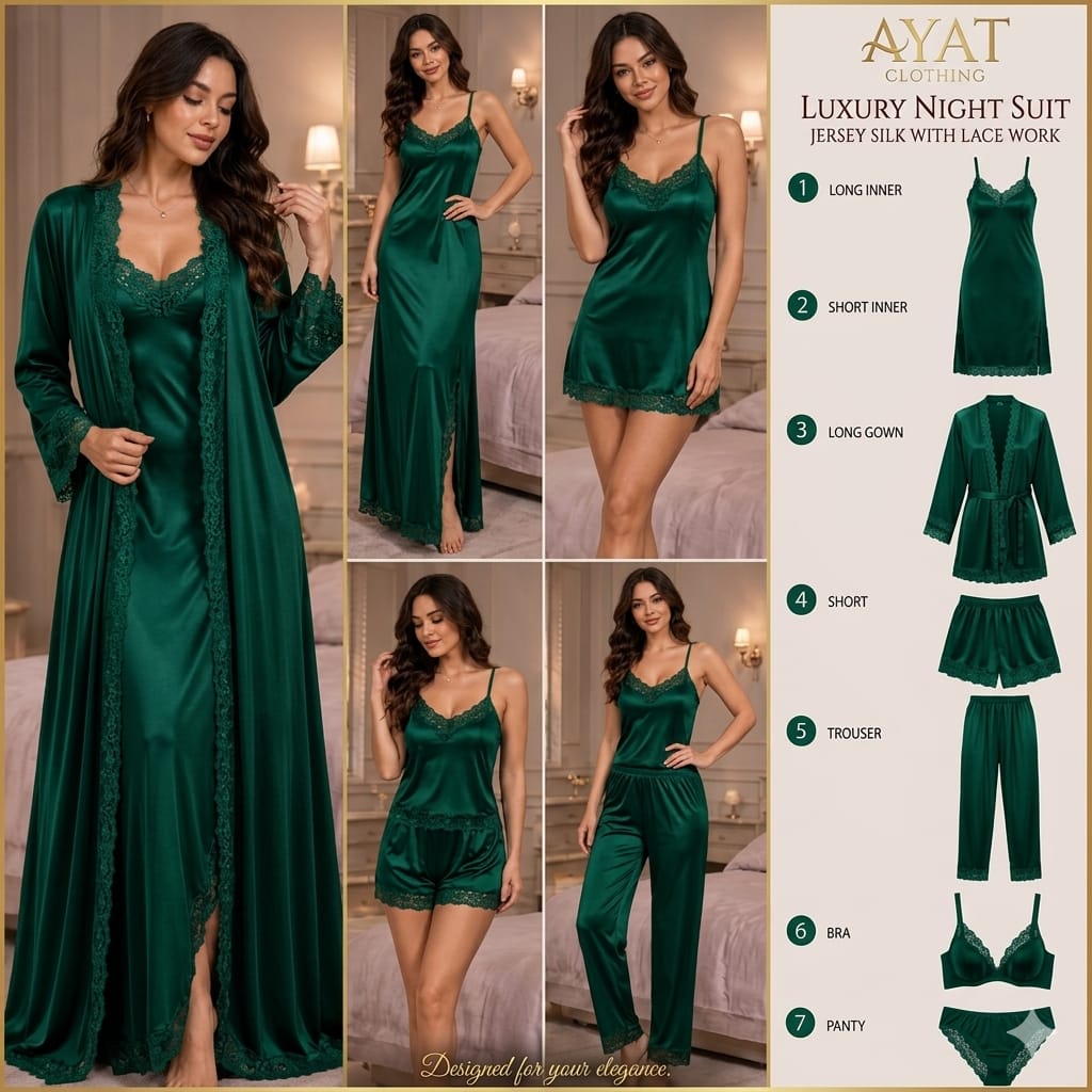 Original Silk Luxury 7-Piece Silk Nightwear Set