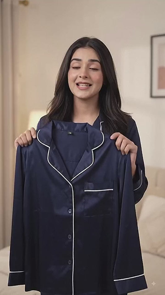 Women’s 5-Piece Satin Night Suit Set – Premium Sleepwear