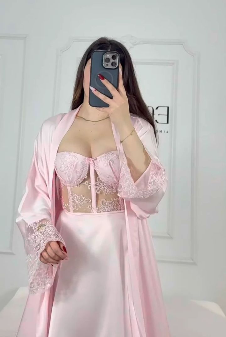 Black Silk Robe with Sheer Lace Overlay – Luxury Flowing Nightwear Set | Original Silk