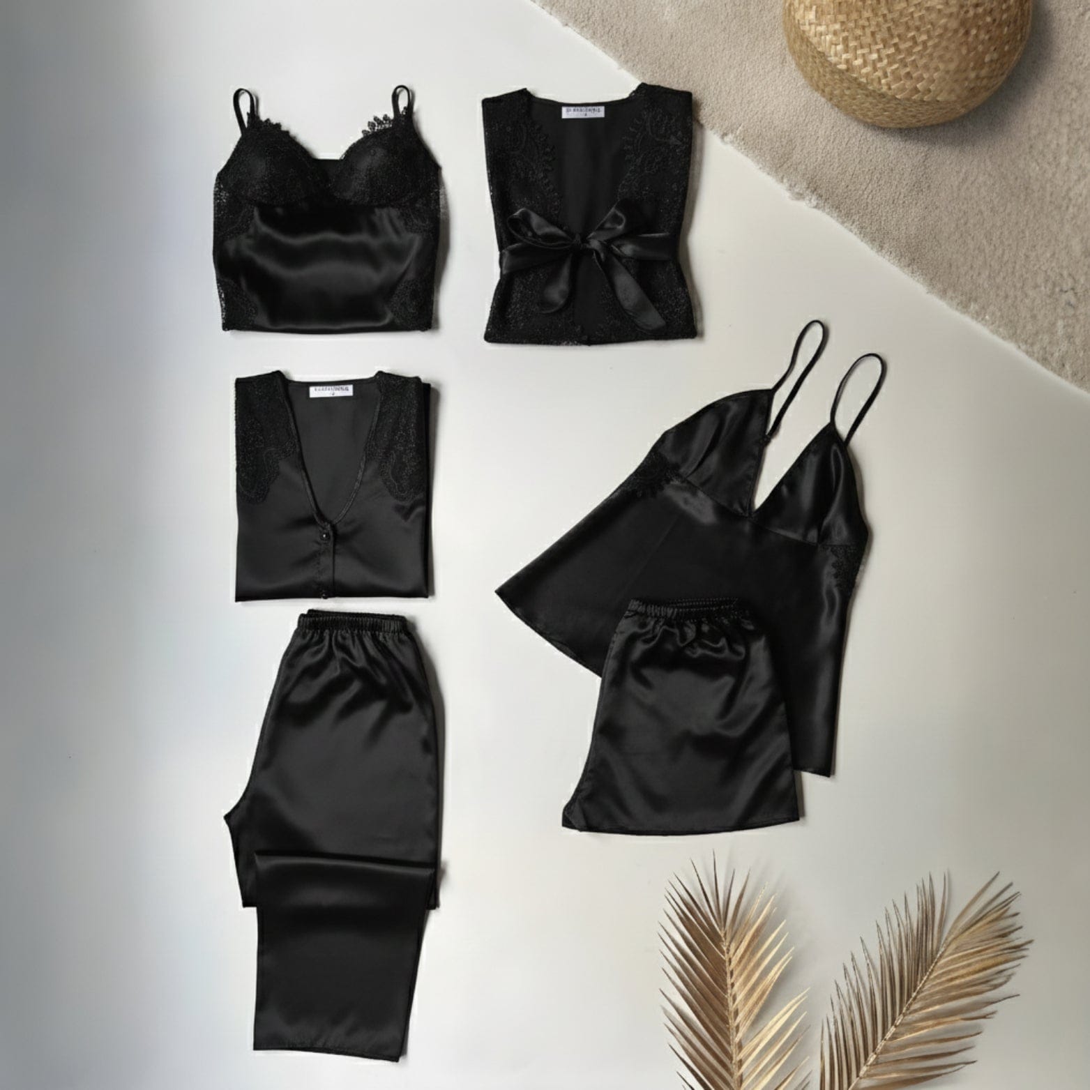 Rose Dreams 6-Piece Bridal Silk Nightwear Set