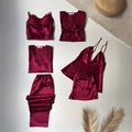 Rose Dreams 6-Piece Bridal Silk Nightwear Set