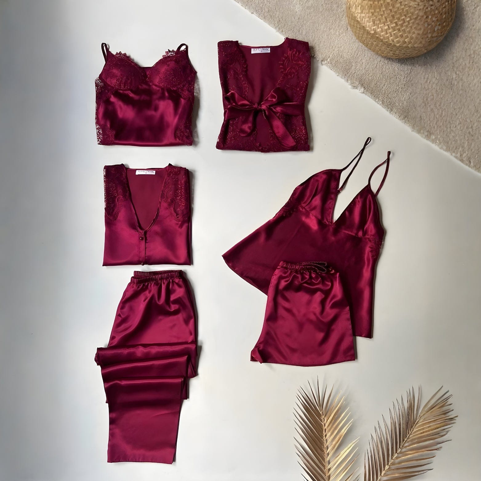 Rose Dreams 6-Piece Bridal Silk Nightwear Set