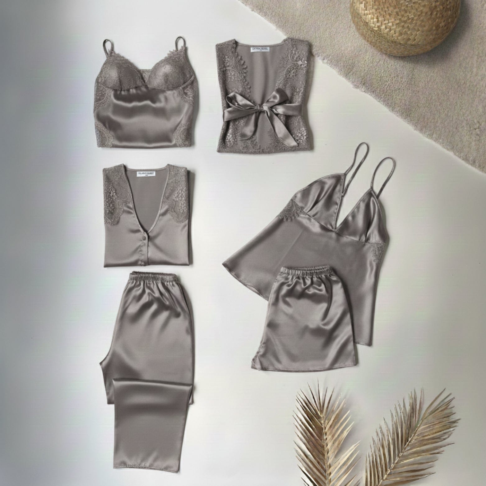 Rose Dreams 6-Piece Bridal Silk Nightwear Set